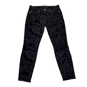 Seven For All Mankind Black Paisley Skinny Jeans Womens Size 26